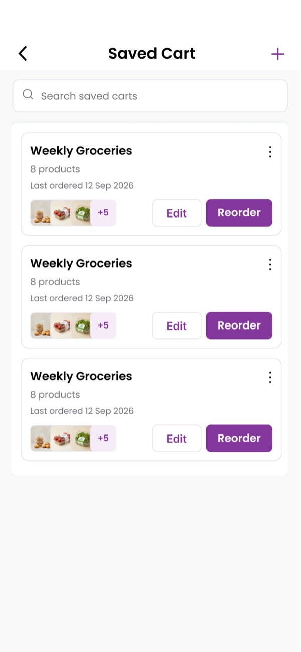 FarmersKart saved carts list