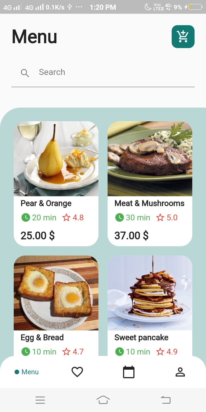 Food ordering app UI